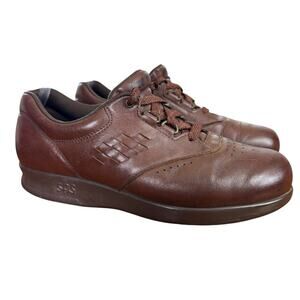 SAS Free Time Womens Brown Leather Sneakers Lace Up Comfort Shoes USA Made sz 7